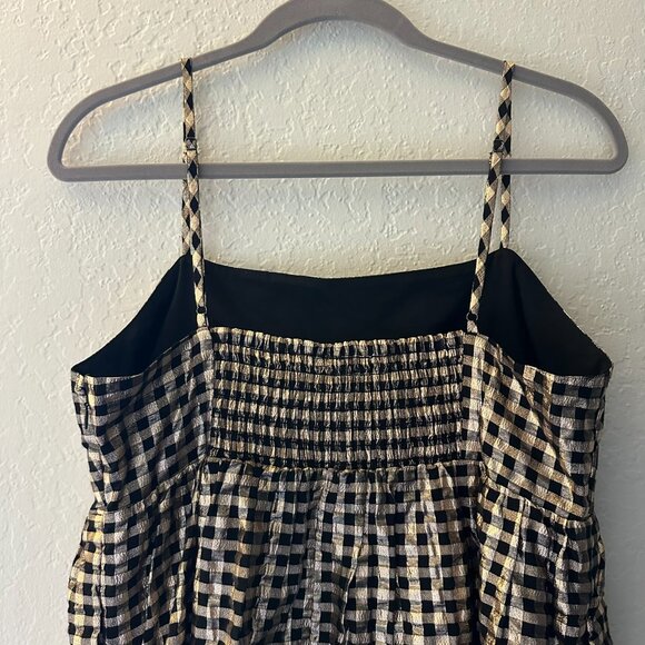 J Crew Black and Gold Gingham Party Dress - Size 8 - Picture 5 of 6